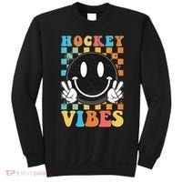 Retro Smiley Emoji Hockey Vibes Sweatshirt thumb 0