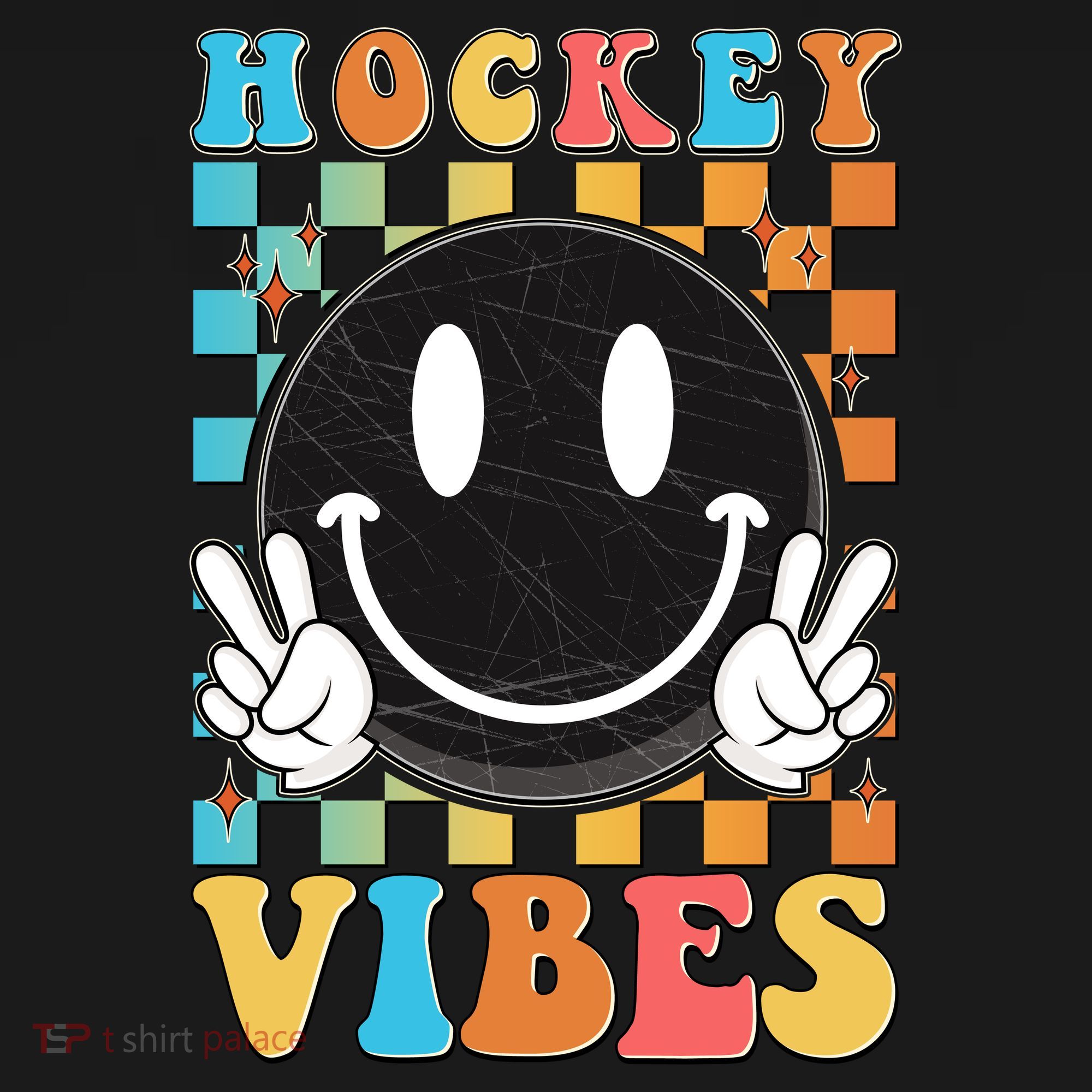 Retro Smiley Emoji Hockey Vibes Sweatshirt