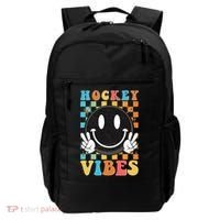Retro Smiley Emoji Hockey Vibes Backpack thumb 0