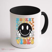 Retro Smiley Emoji Hockey Vibes Coffee Mug thumb 1