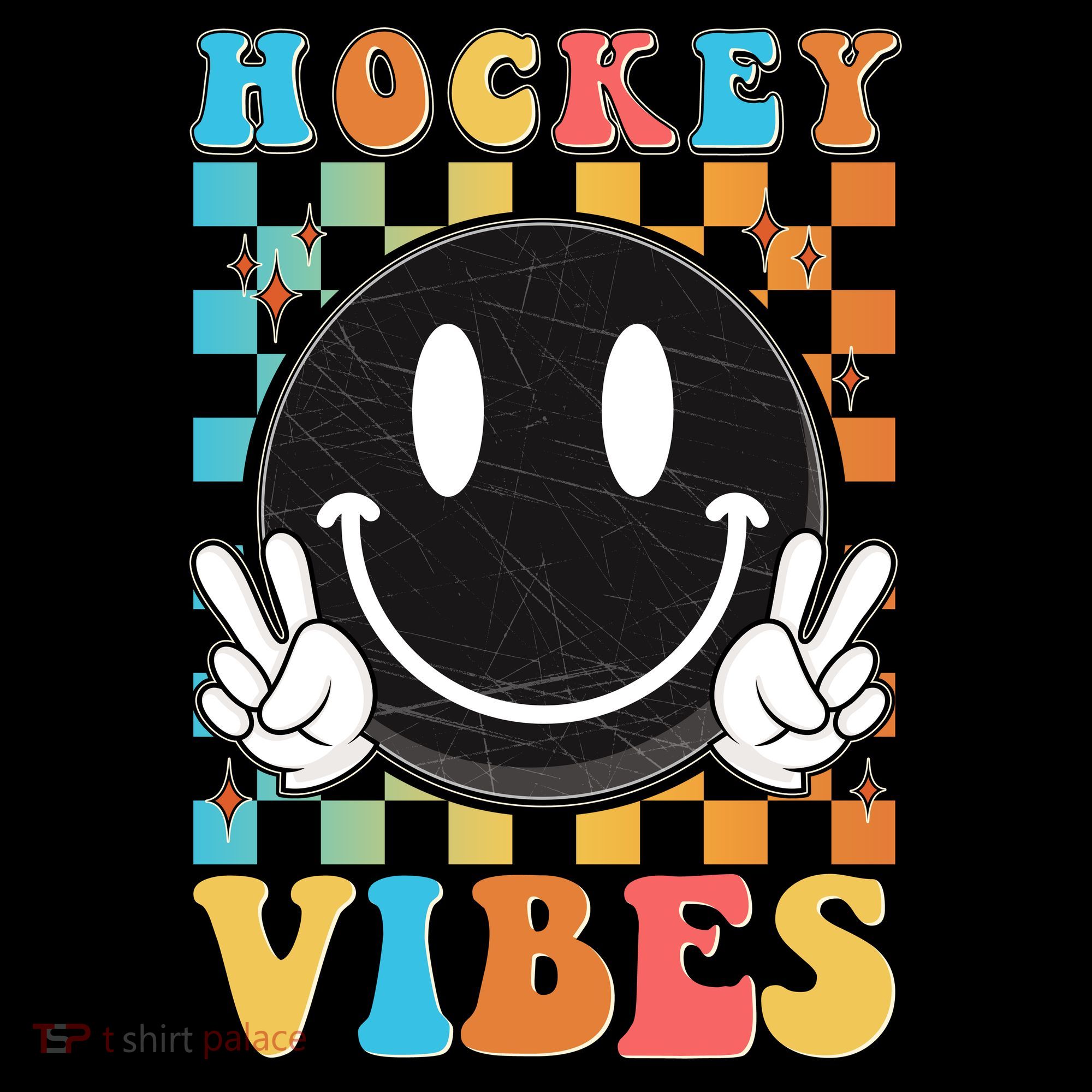 Retro Smiley Emoji Hockey Vibes Coffee Mug