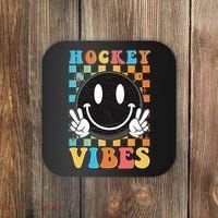 Retro Smiley Emoji Hockey Vibes Coaster thumb 0