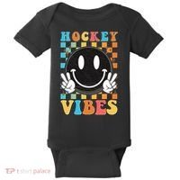 Retro Smiley Emoji Hockey Vibes Baby Bodysuit thumb 0