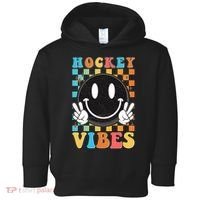 Retro Smiley Emoji Hockey Vibes Toddler Hoodie thumb 0