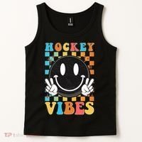 Retro Smiley Emoji Hockey Vibes Tank Top thumb 2