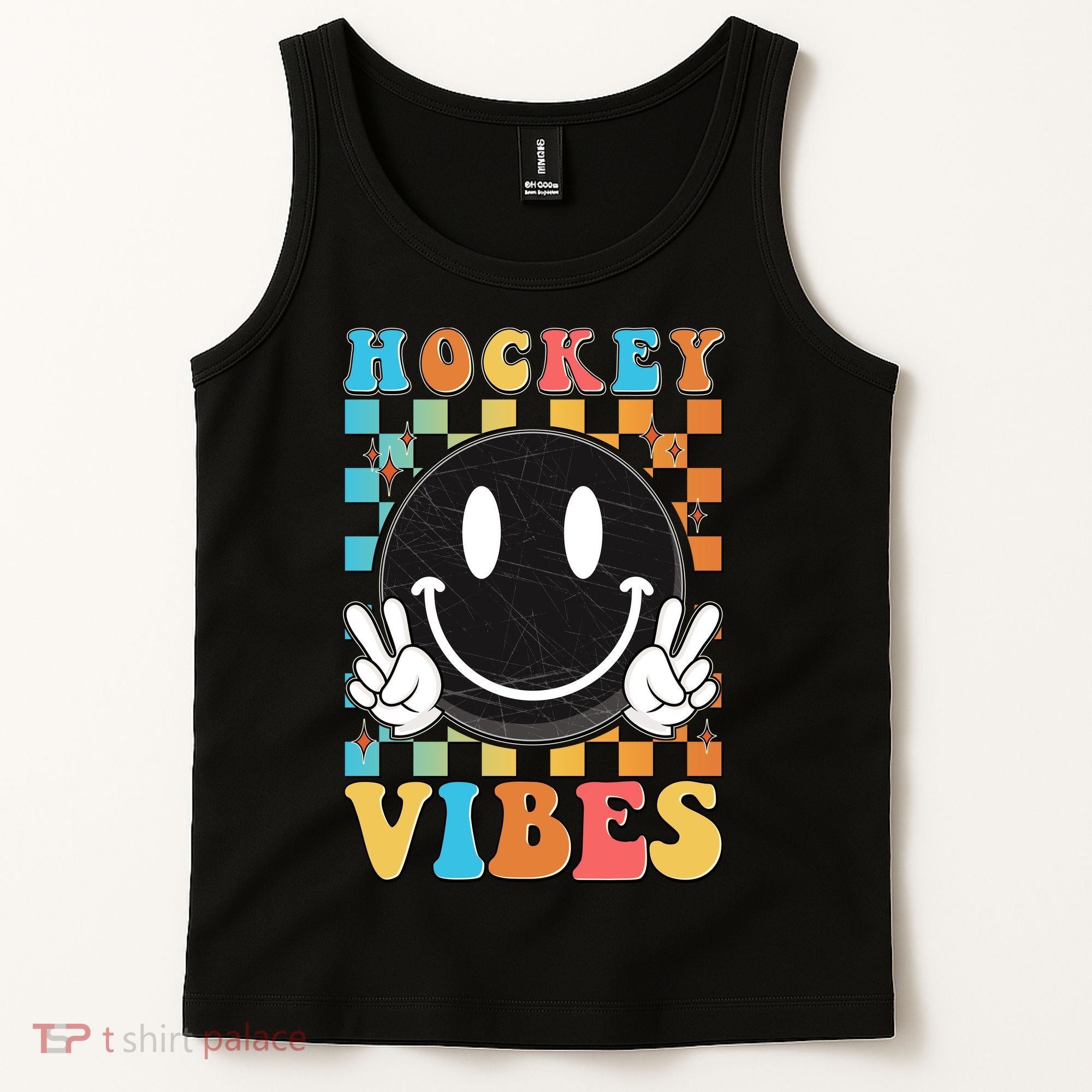 Retro Smiley Emoji Hockey Vibes Tank Top