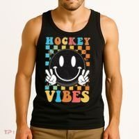 Retro Smiley Emoji Hockey Vibes Tank Top thumb 3