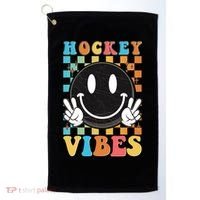 Retro Smiley Emoji Hockey Vibes Golf Towel thumb 0