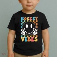 Retro Smiley Emoji Hockey Vibes Toddler T-Shirt thumb 2