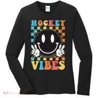 Retro Smiley Emoji Hockey Vibes Women's Long Sleeve Shirt thumb 0