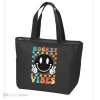 Retro Smiley Emoji Hockey Vibes Tote Bag thumb 3