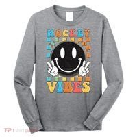 Retro Smiley Emoji Hockey Vibes Long Sleeve Shirt thumb 0