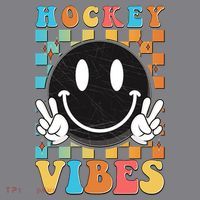 Retro Smiley Emoji Hockey Vibes Women's Hoodie thumb 2