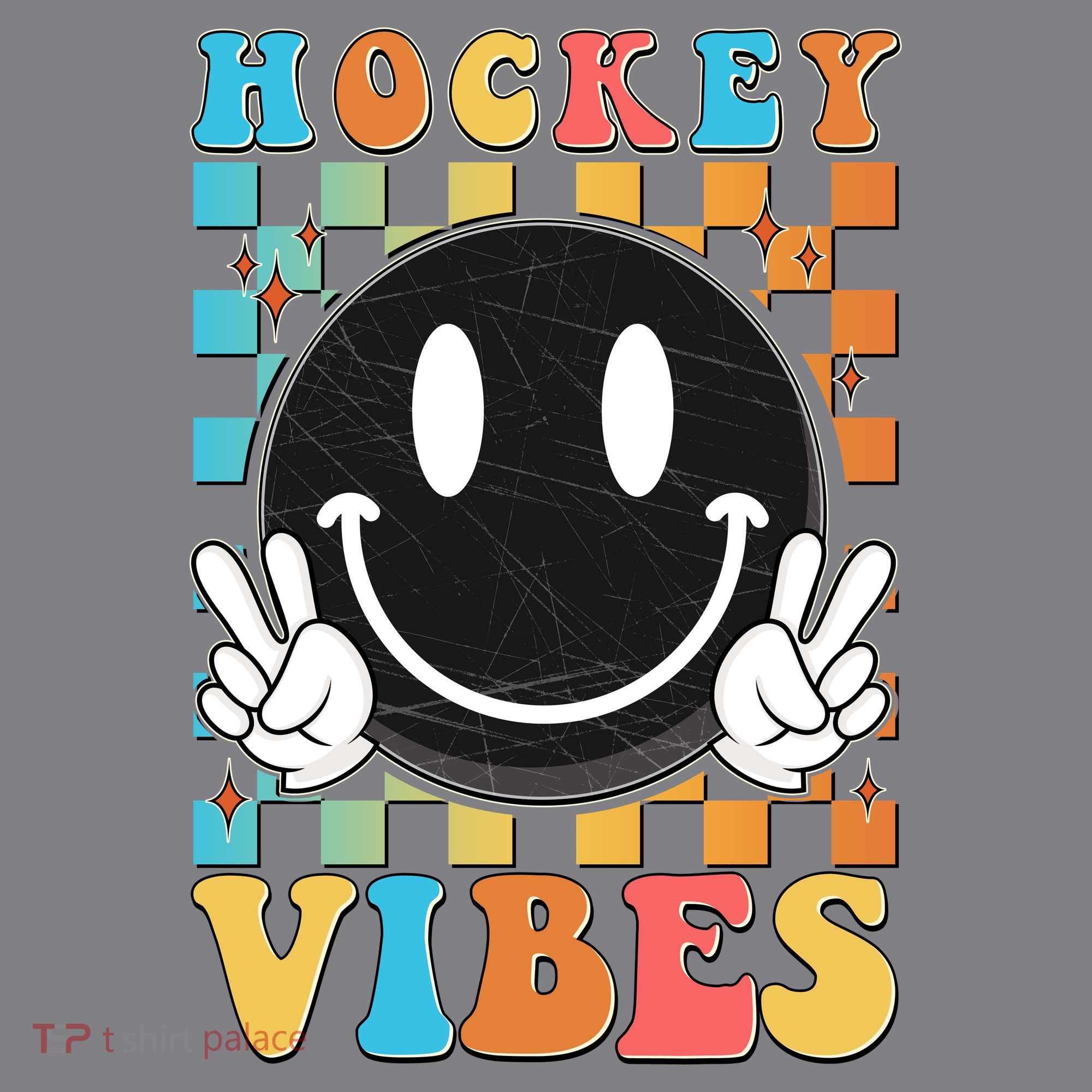 Retro Smiley Emoji Hockey Vibes Women's Hoodie