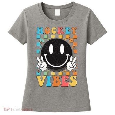 Retro Smiley Emoji Hockey Vibes Women's T-Shirt