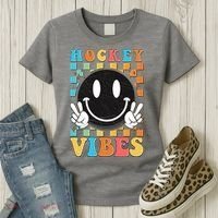 Retro Smiley Emoji Hockey Vibes Women's T-Shirt thumb 3