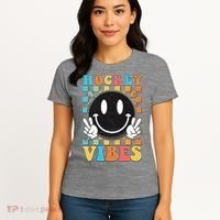 Retro Smiley Emoji Hockey Vibes Women's T-Shirt thumb 4