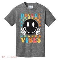Retro Smiley Emoji Hockey Vibes Kids T-Shirt thumb 0