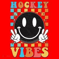 Retro Smiley Emoji Hockey Vibes Santa Hat thumb 1
