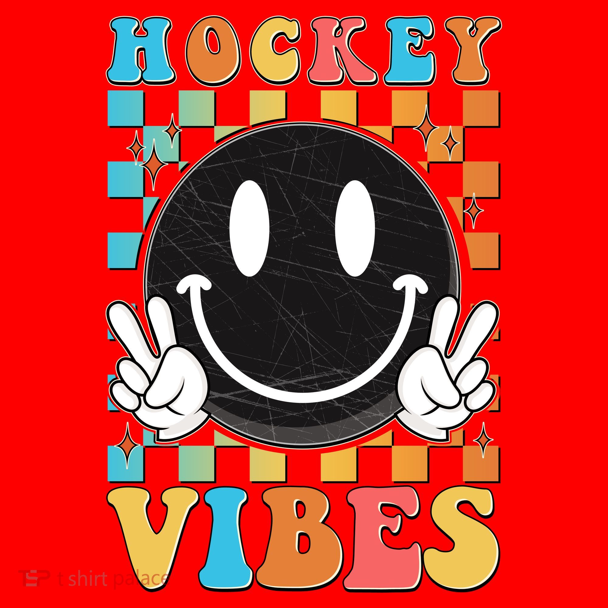 Retro Smiley Emoji Hockey Vibes Santa Hat