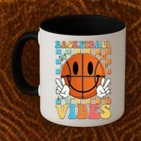 Retro Smiley Emoji Basketball Vibes Coffee Mug thumb 2