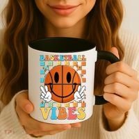 Retro Smiley Emoji Basketball Vibes Coffee Mug thumb 3
