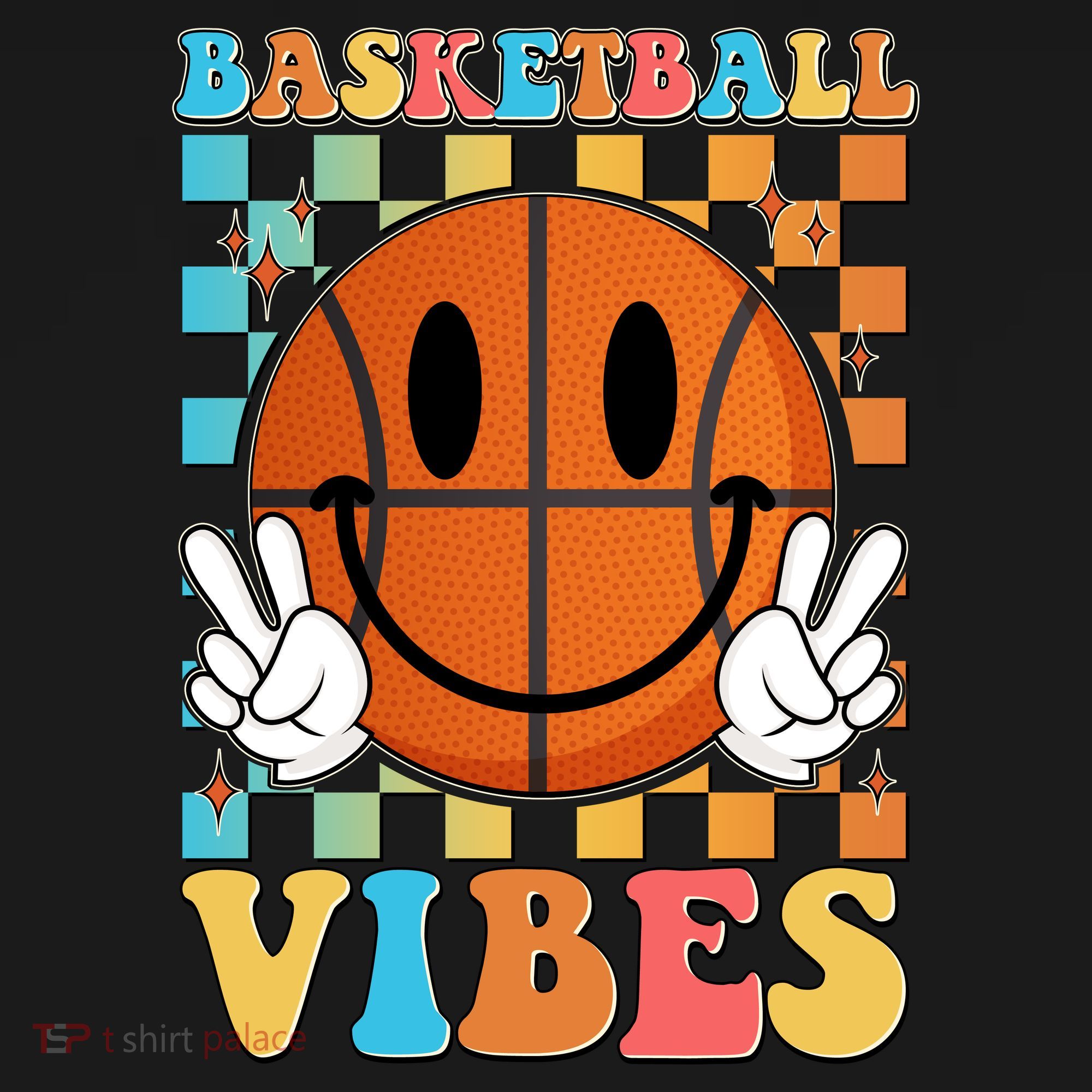Retro Smiley Emoji Basketball Vibes Women's Hoodie