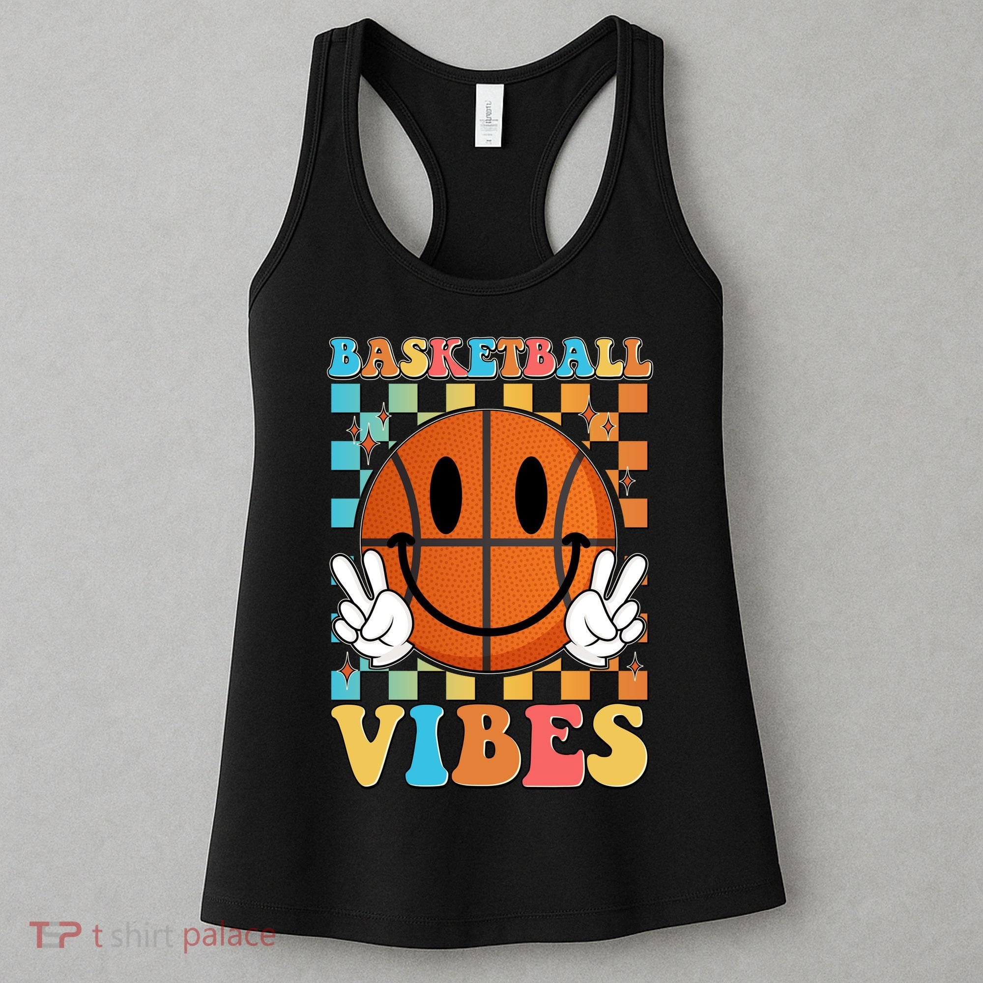 Retro Smiley Emoji Basketball Vibes Women's Tank Top