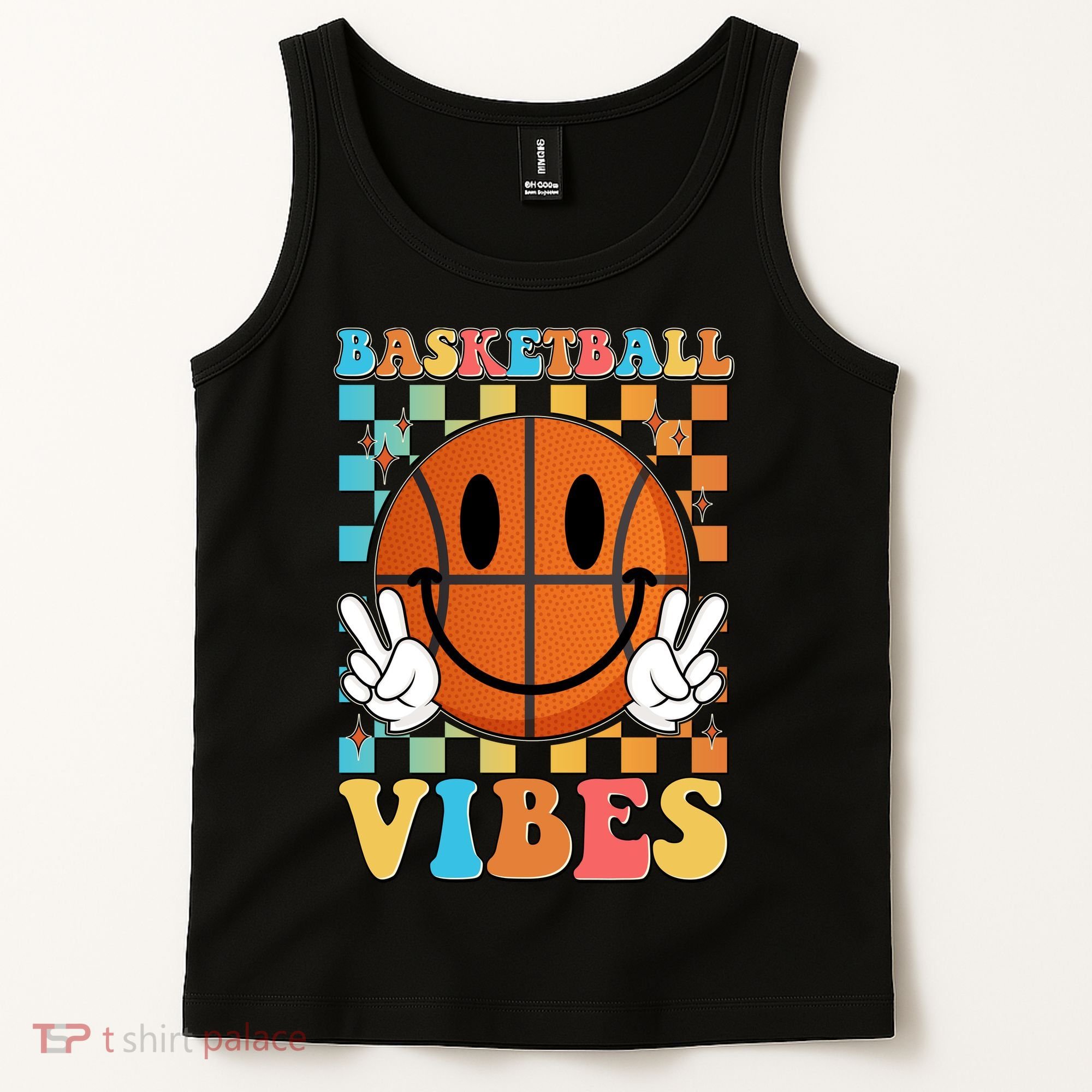 Retro Smiley Emoji Basketball Vibes Tank Top
