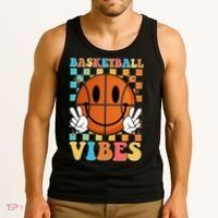 Retro Smiley Emoji Basketball Vibes Tank Top thumb 3