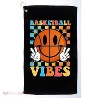 Retro Smiley Emoji Basketball Vibes Golf Towel thumb 0