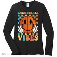 Retro Smiley Emoji Basketball Vibes Women's Long Sleeve Shirt thumb 0