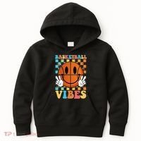 Retro Smiley Emoji Basketball Vibes Kids Hoodie thumb 0