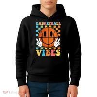 Retro Smiley Emoji Basketball Vibes Kids Hoodie thumb 4