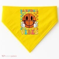 Retro Smiley Emoji Basketball Vibes USA-Made Doggie Bandana thumb 0