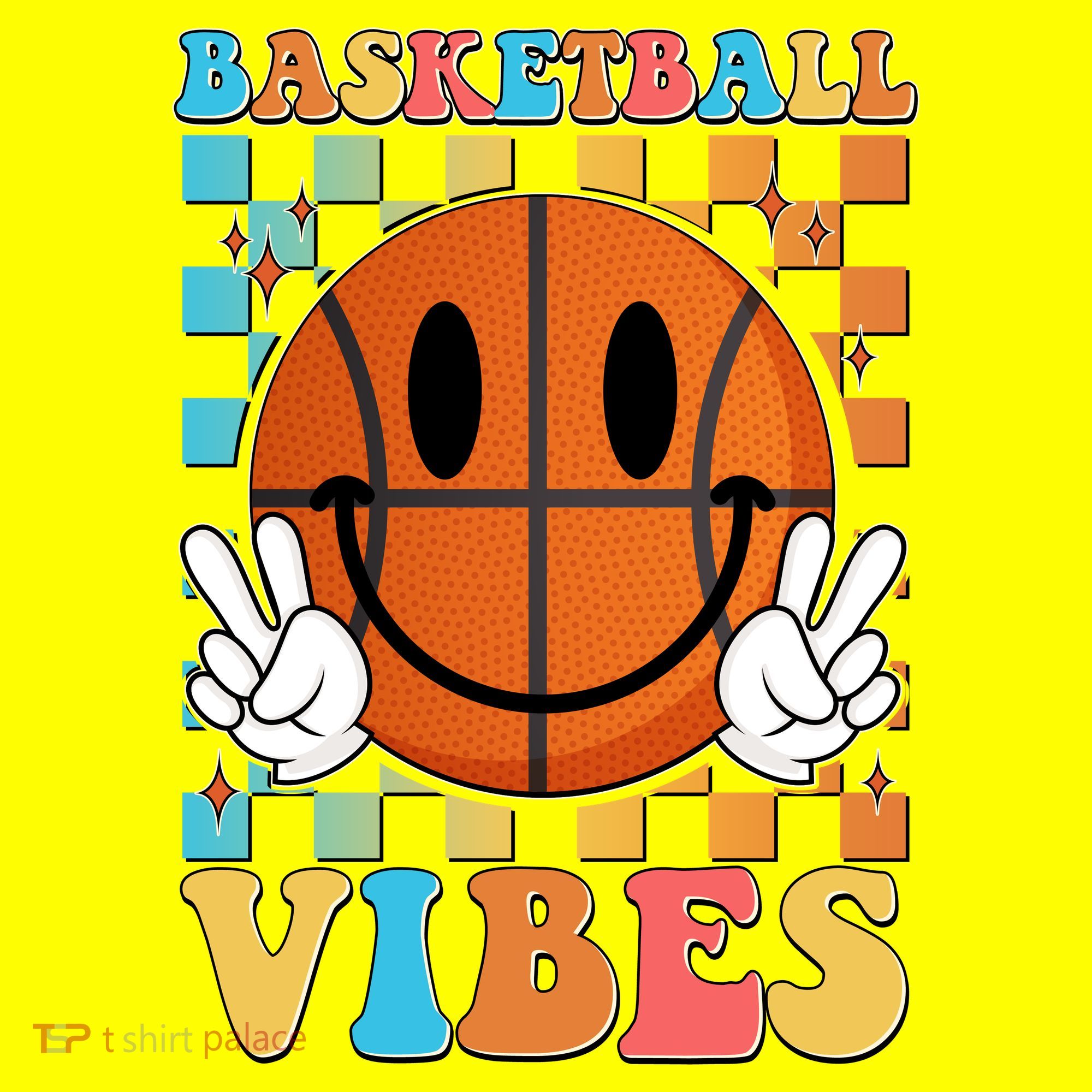 Retro Smiley Emoji Basketball Vibes Long Sleeve Shirt