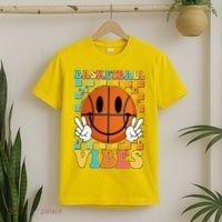 Retro Smiley Emoji Basketball Vibes T-Shirt thumb 2