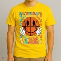 Retro Smiley Emoji Basketball Vibes T-Shirt thumb 3