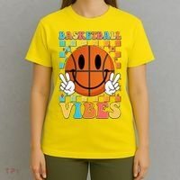 Retro Smiley Emoji Basketball Vibes T-Shirt thumb 4