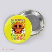 Retro Smiley Emoji Basketball Vibes Button thumb 0