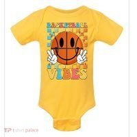 Retro Smiley Emoji Basketball Vibes Baby Bodysuit thumb 0