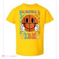Retro Smiley Emoji Basketball Vibes Toddler T-Shirt thumb 0