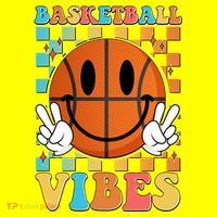 Retro Smiley Emoji Basketball Vibes Toddler T-Shirt thumb 2