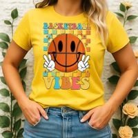 Retro Smiley Emoji Basketball Vibes Women's T-Shirt thumb 2