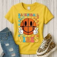 Retro Smiley Emoji Basketball Vibes Women's T-Shirt thumb 3