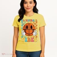 Retro Smiley Emoji Basketball Vibes Women's T-Shirt thumb 4