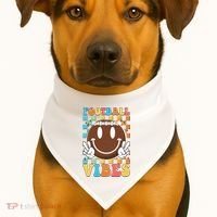 Retro Smiley Emoji Football Vibes USA-Made Doggie Bandana thumb 1