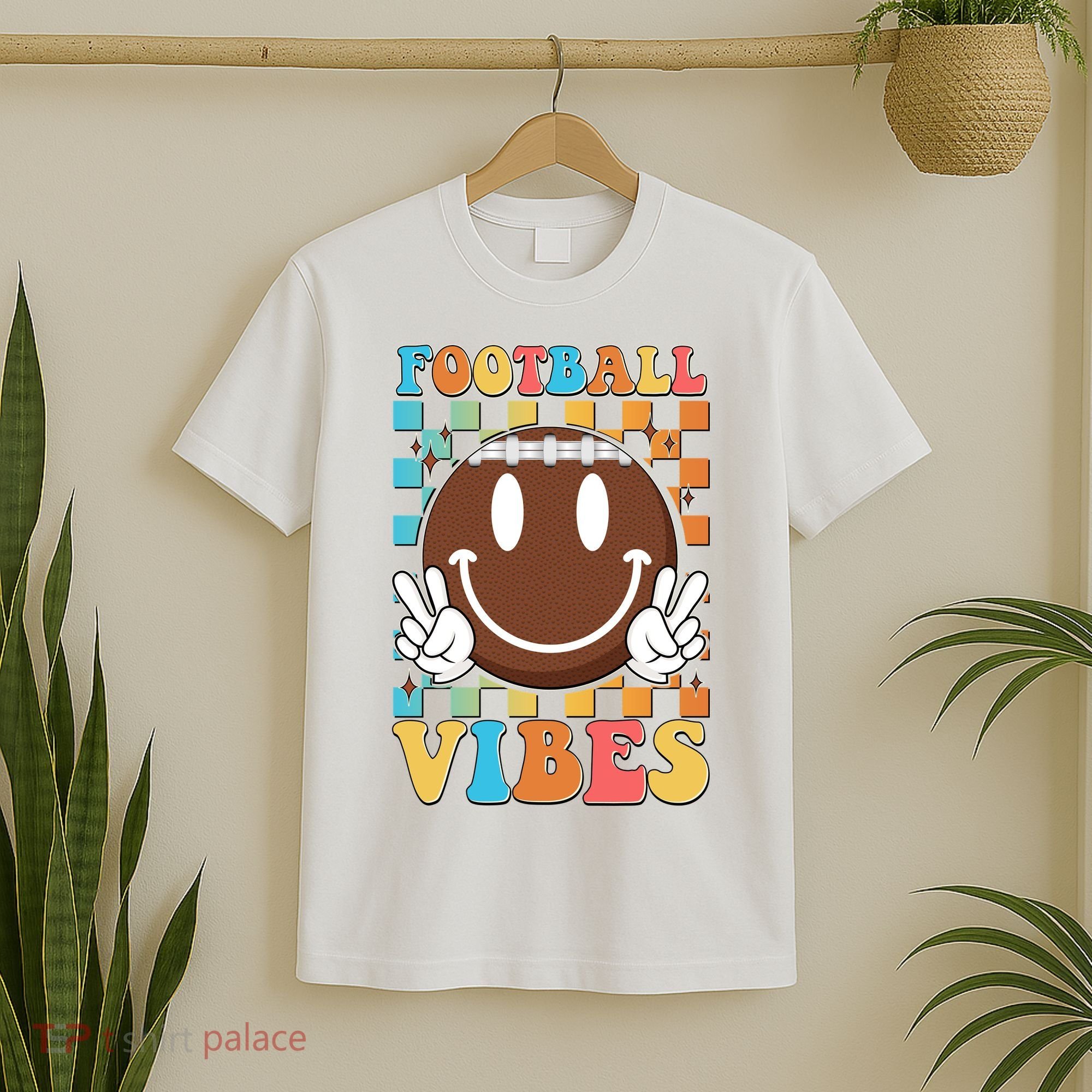 Retro Smiley Emoji Football Vibes T-Shirt