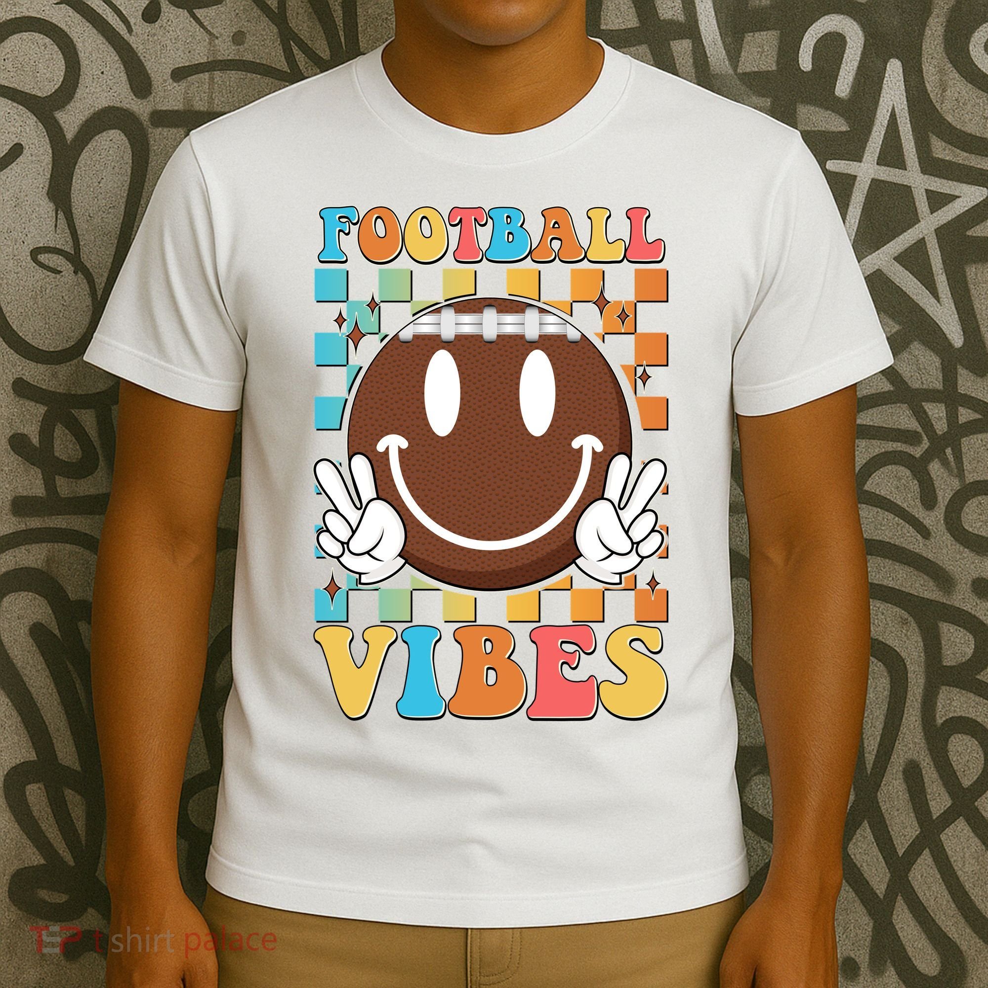 Retro Smiley Emoji Football Vibes T-Shirt