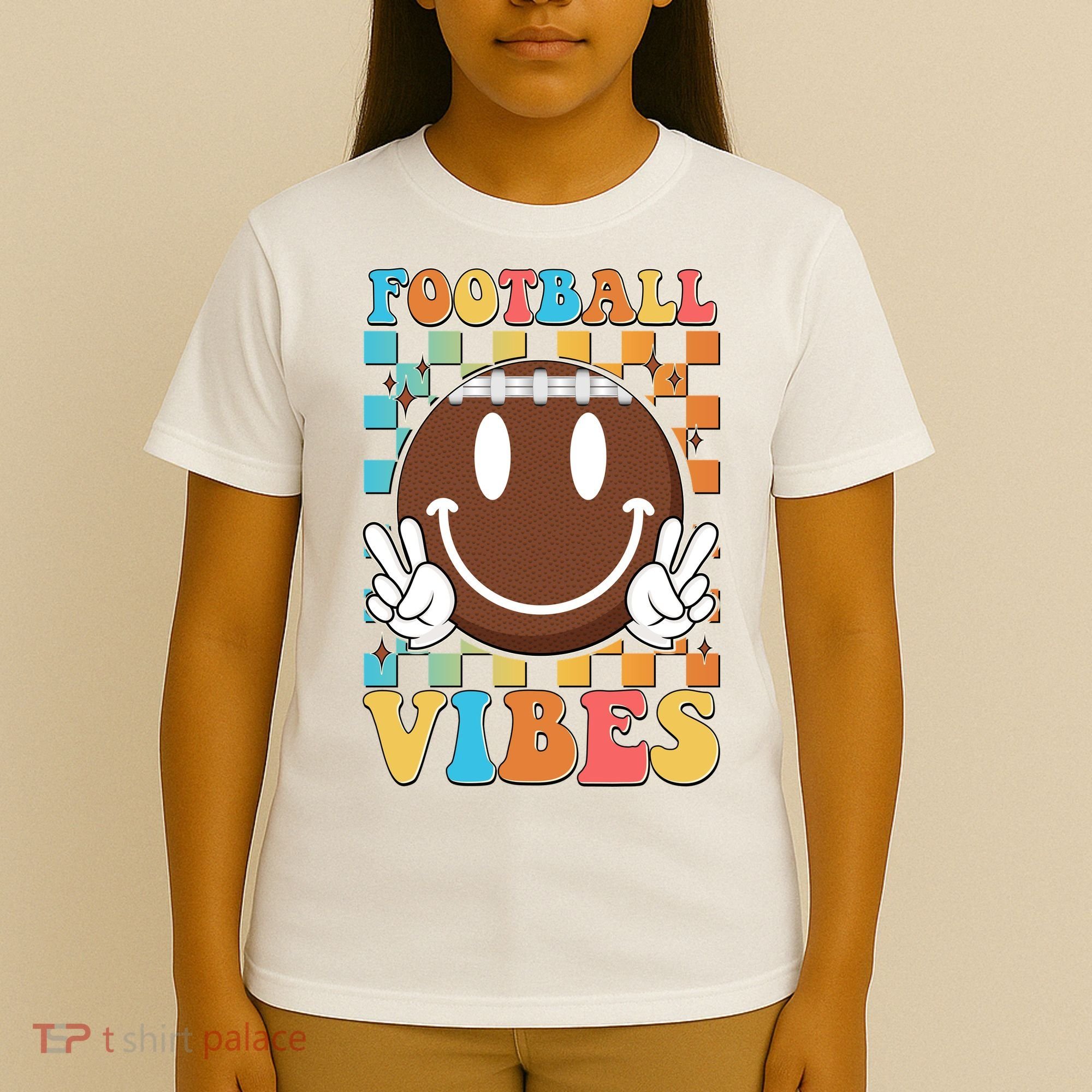 Retro Smiley Emoji Football Vibes T-Shirt